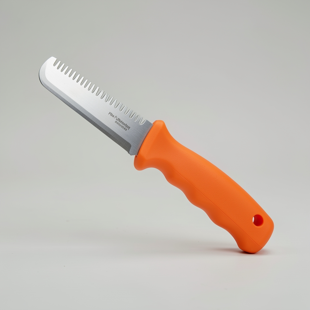 Perie FURminator de-shedding pentru câini cu blană scurtă, mâner ergonomic portocaliu și lamă din oțel inoxidabil