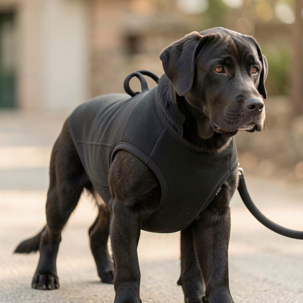 Ham EzyDog Chest Plate negru cu buclă de prindere pe spate și căptușeală moale din neoprene
