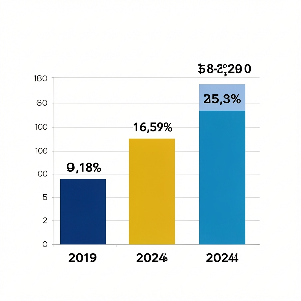 Grafic bara comparativ al creșterii pieței pet care din România între 2019 și 2024, cu valori exprimate în miliarde RON, design profesional pe fundal alb